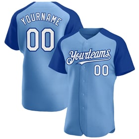 Sleeves Jersey Authentic Light Custom Blue Baseball Raglan White-Royal