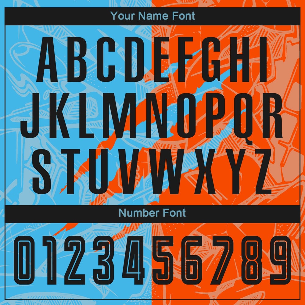 Graffiti Scratch Sublimation Uniform Jersey Black Blue-Orange Custom Soccer Sky Pattern