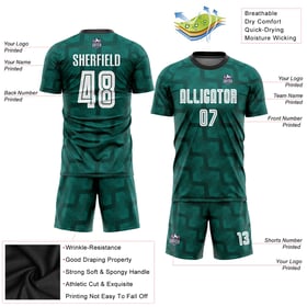 White-Black Jersey Uniform Custom Soccer Green Sublimation