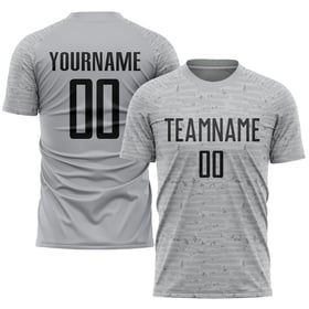 Svart sublimering fotbollströja uniform anpassad grå