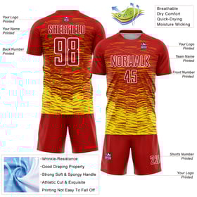 Jersey Soccer Sublimation Line Red Custom Light Uniform Yellow-White