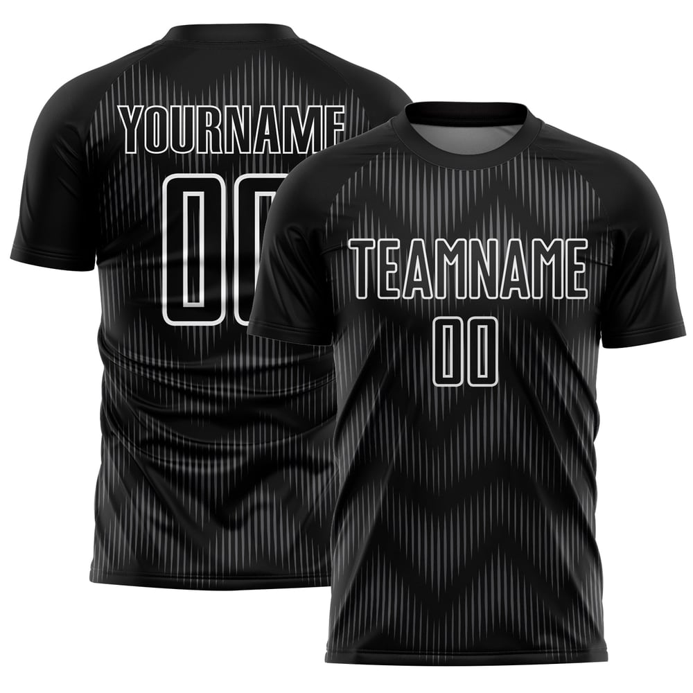 Soccer Line Sublimation Jersey Black Steel Gray-White Uniform Custom