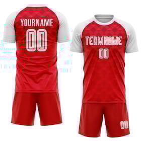 Soccer White Away Uniform Sublimation Red Custom Jersey