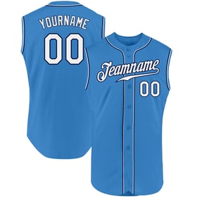 Baseball Jersey White-Navy Sleeveless Custom Blue Powder Authentic