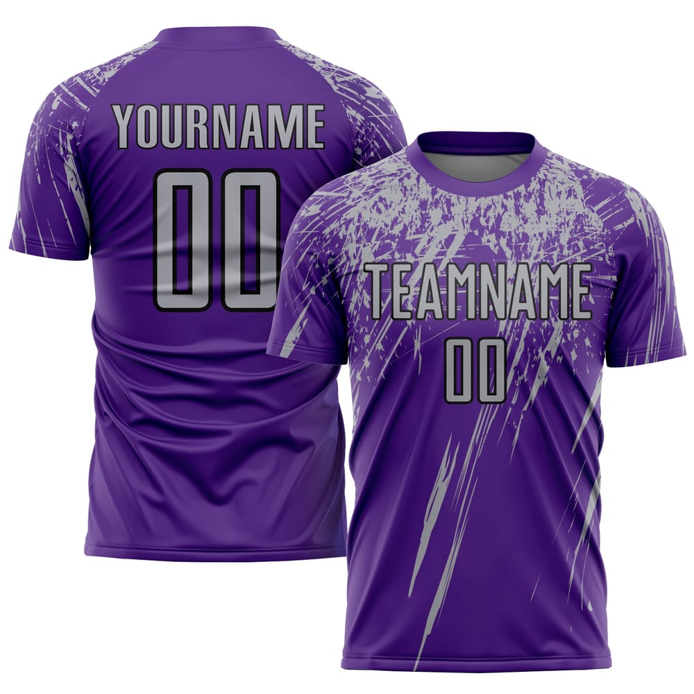 Purple Soccer Custom Gray-Black Uniform Jersey Sublimation