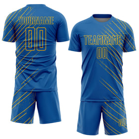 Jersey Lines Uniform Sublimering Guld Anpassad Fotboll Blå