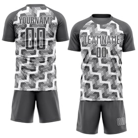 Maillot de football personnalisé à sublimation, lignes blanches et gris acier