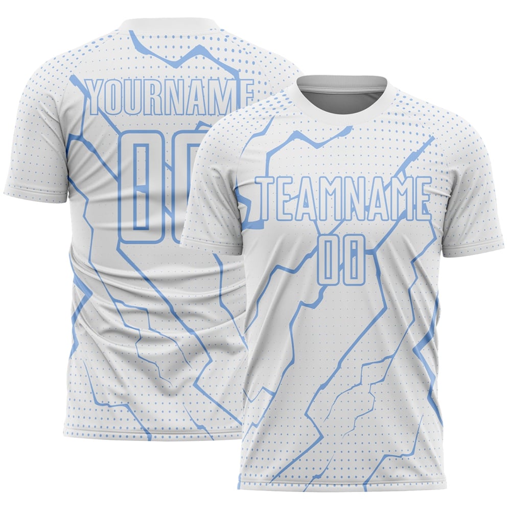 Maglia Sublimazione Lightning Uniforme Sport Calcio Blu Bianco Personalizzata Luce