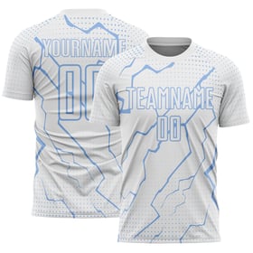 Maglia Sublimazione Lightning Uniforme Sport Calcio Blu Bianco Personalizzata Luce