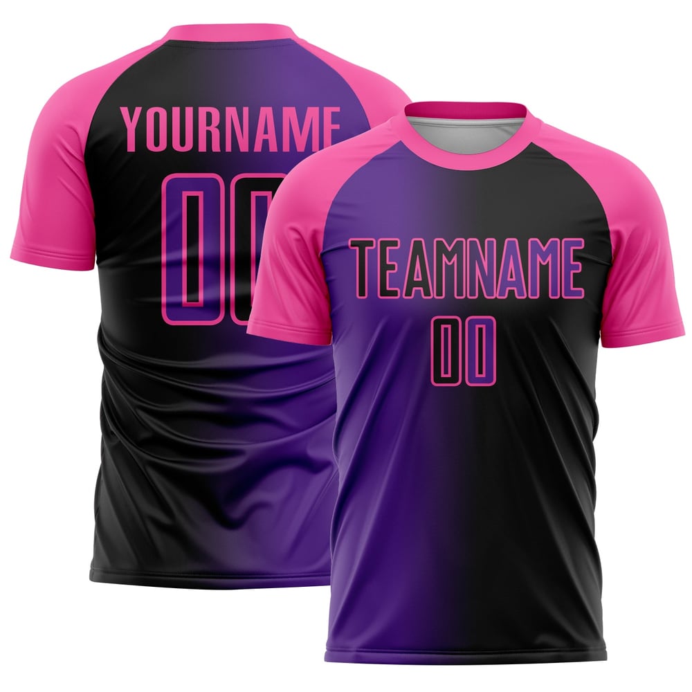 Fußball Custom Gradient Jersey Mode Schwarz Lila-Rosa Sublimation Uniform
