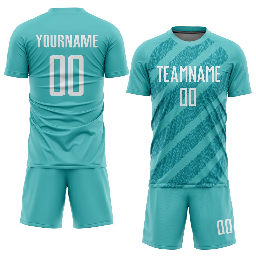 Sublimering Aqua Uniform Fotboll Vit Anpassad