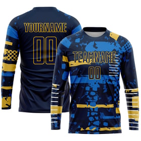 Navy Soccer Uniform Jersey Navy-Gold Sublimation Custom