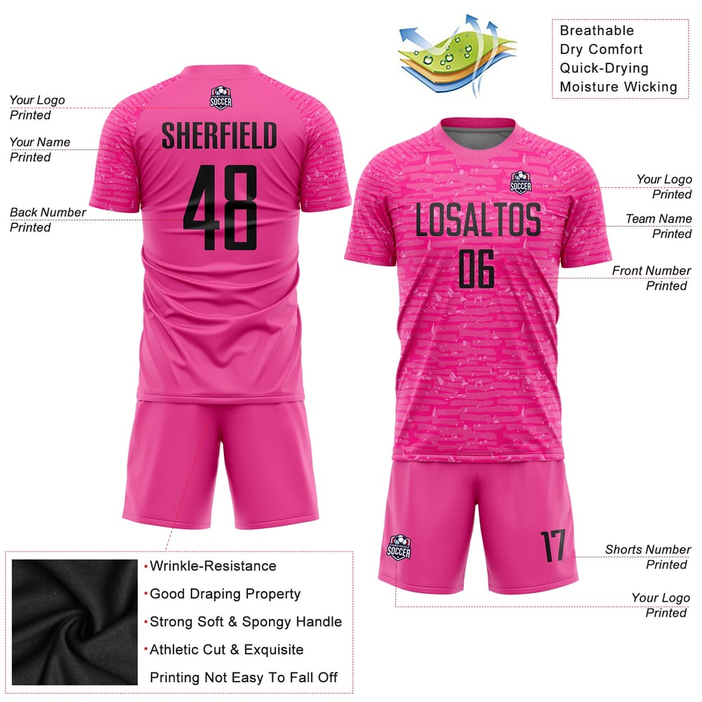 Black Pink Uniform Soccer Custom Sublimation Jersey