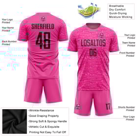 Black Pink Uniform Soccer Custom Sublimation Jersey