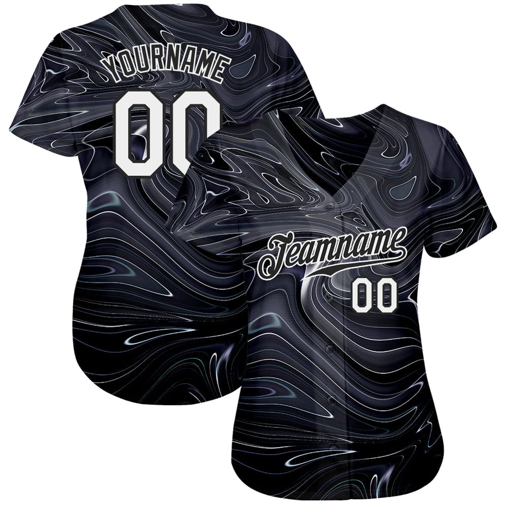 Maglia personalizzata con motivo 3D, motivo astratto marmorizzato fluido artistico da baseball liquido autentico