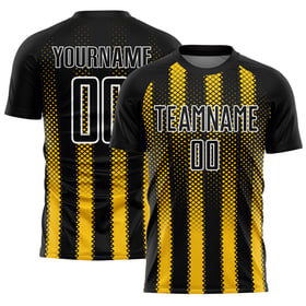 Benutzerdefinierte Sublimation Fußball Geometrische Trikot Uniform Form Schwarz Gelb-Weiß
