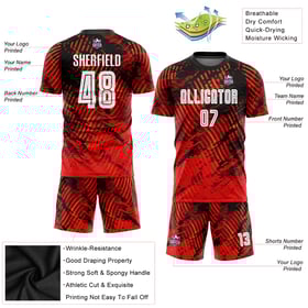 Jersey Red Custom Sublimation White-Black Soccer Uniform