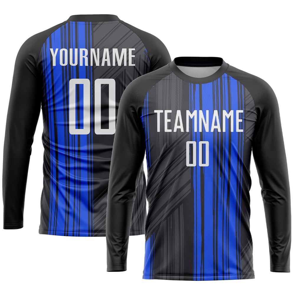 White-Royal Black Sublimation Jersey Soccer Custom Uniform