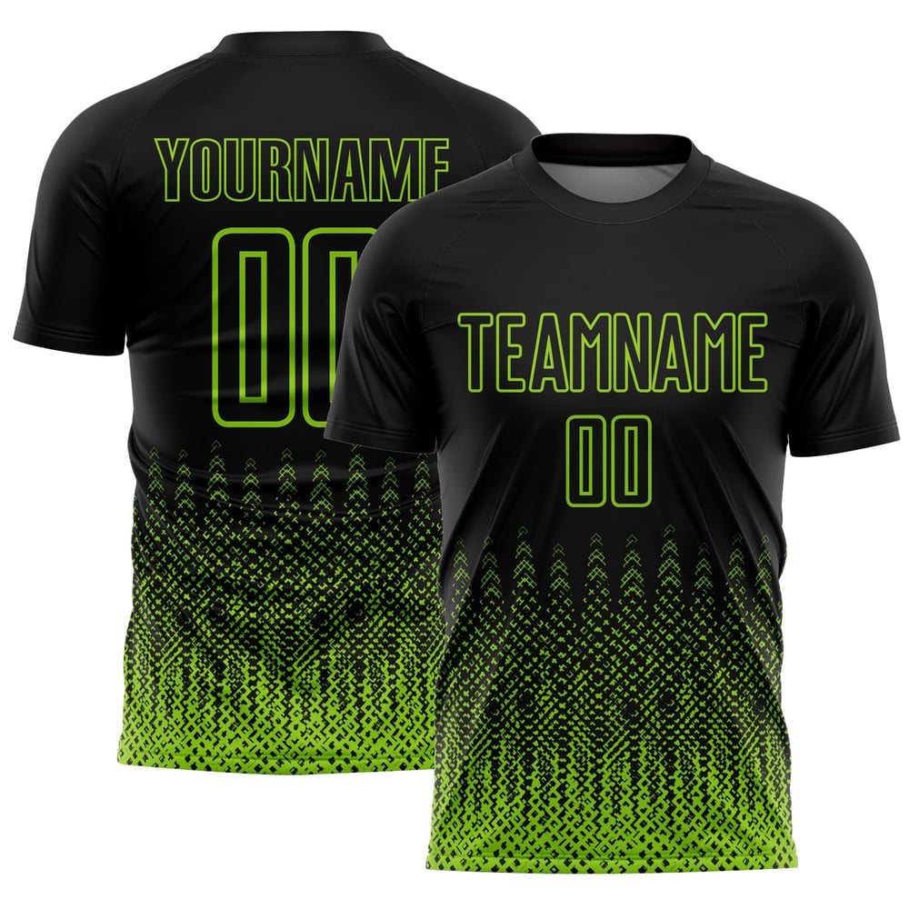 Schwarze Uniform Trikot Form Neon Sublimation Custom Geometrisch Fußball Grün