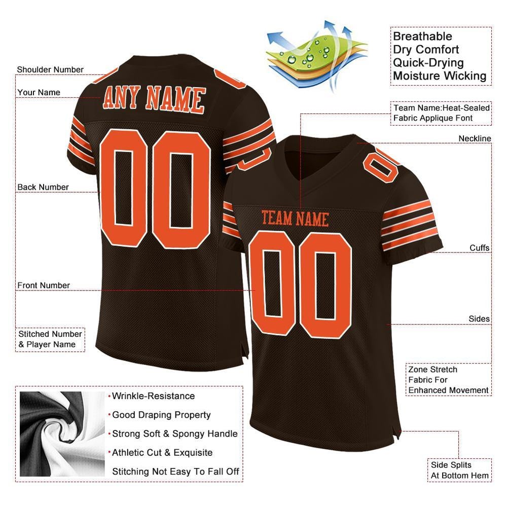 Jersey Custom Mesh Orange-White Football Brown