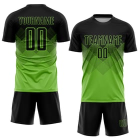 Maglia da calcio personalizzata verde neon nera con stampa a sublimazione