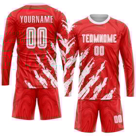 Sublimation Custom Jersey Soccer Red Uniform White