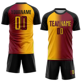 Fashion Gradient Custom Jersey Sublimation Kastanienbraun Gold-Schwarz Fußballuniform