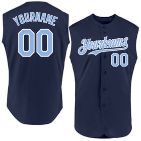 Jersey Custom Blue-White Navy Baseball Authentic Light Sleeveless