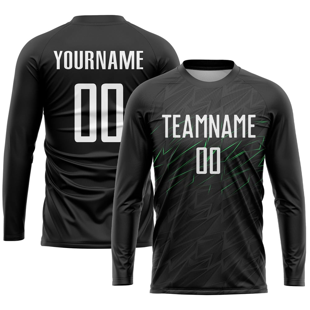 Soccer Black Custom Green Sublimation Jersey White-Neon Uniform