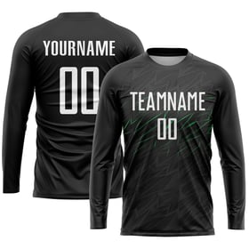 Soccer Black Custom Green Sublimation Jersey White-Neon Uniform