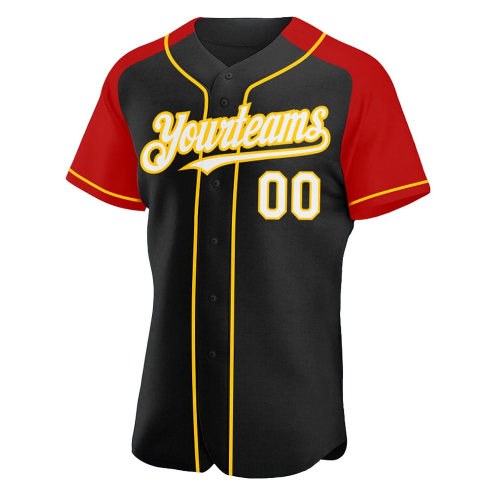 Sleeves Black Custom Red-Yellow White Authentic Jersey Raglan Baseball