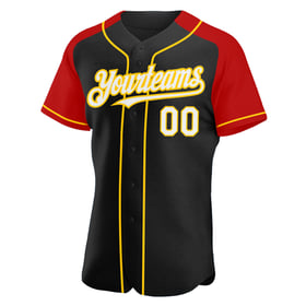 Sleeves Black Custom Red-Yellow White Authentic Jersey Raglan Baseball