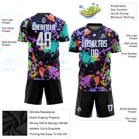 Soccer White-Light Pattern Uniform Jersey Sublimation Graffiti Custom Blue