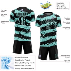 Splash Sublimation Soccer Black Uniform Ice Custom Blue Jersey