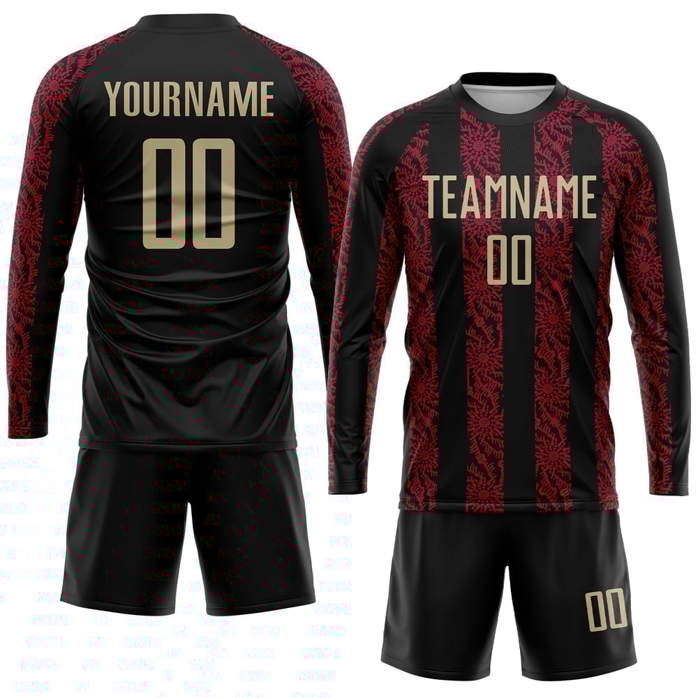Soccer Sublimation Uniform Vegas Custom Black Gold-Red Jersey