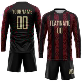 Soccer Sublimation Uniform Vegas Custom Black Gold-Red Jersey