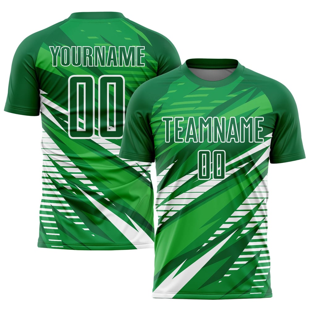 Soccer Custom Green Uniform Jersey White Sublimation Kelly