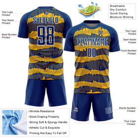 Uniform Custom Pinstripe Soccer Royal Jersey Sublimation Gold-White
