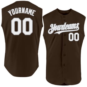 Baseball Sleeveless Authentic White-Gray Custom Jersey Brown