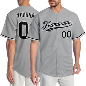 Camiseta de béisbol personalizada en blanco y negro, gris y auténtica