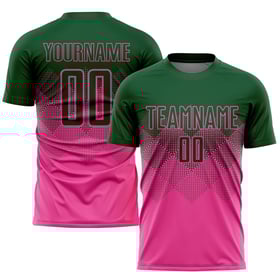 Maglia da calcio personalizzata con stampa a sublimazione rosa e verde