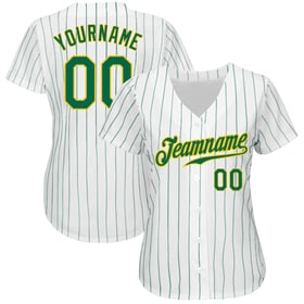 Maglia da baseball Kelly Green-Gold personalizzata a righe bianche, autentica Kelly Green