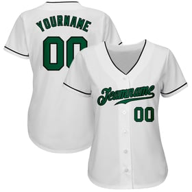 Maglia da baseball personalizzata bianca autentica verde-nera Kelly
