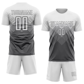 Maglia da calcio personalizzata in acciaio grigio bianco con stampa a sublimazione