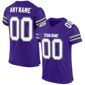 White-Gray Football Mesh Authentic Purple Custom Jersey
