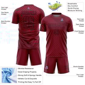 Soccer Sublimation Shapes Custom Black Uniform Jersey Crimson Geometric