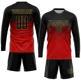 Custom Red Sublimation Uniform Jersey Gold Soccer Black-Old