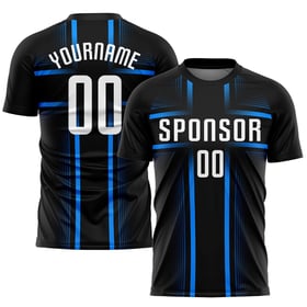 White-Light Black Uniform Jersey Blue Sublimation Custom Soccer