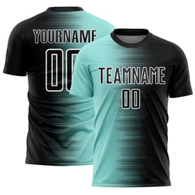 Camiseta de hielo con degradado personalizado de sublimación, línea negra, azul y blanca