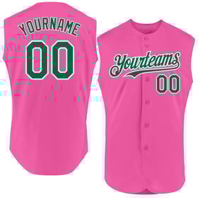 Authentic Pink Sleeveless Jersey Kelly Custom Green-White Baseball